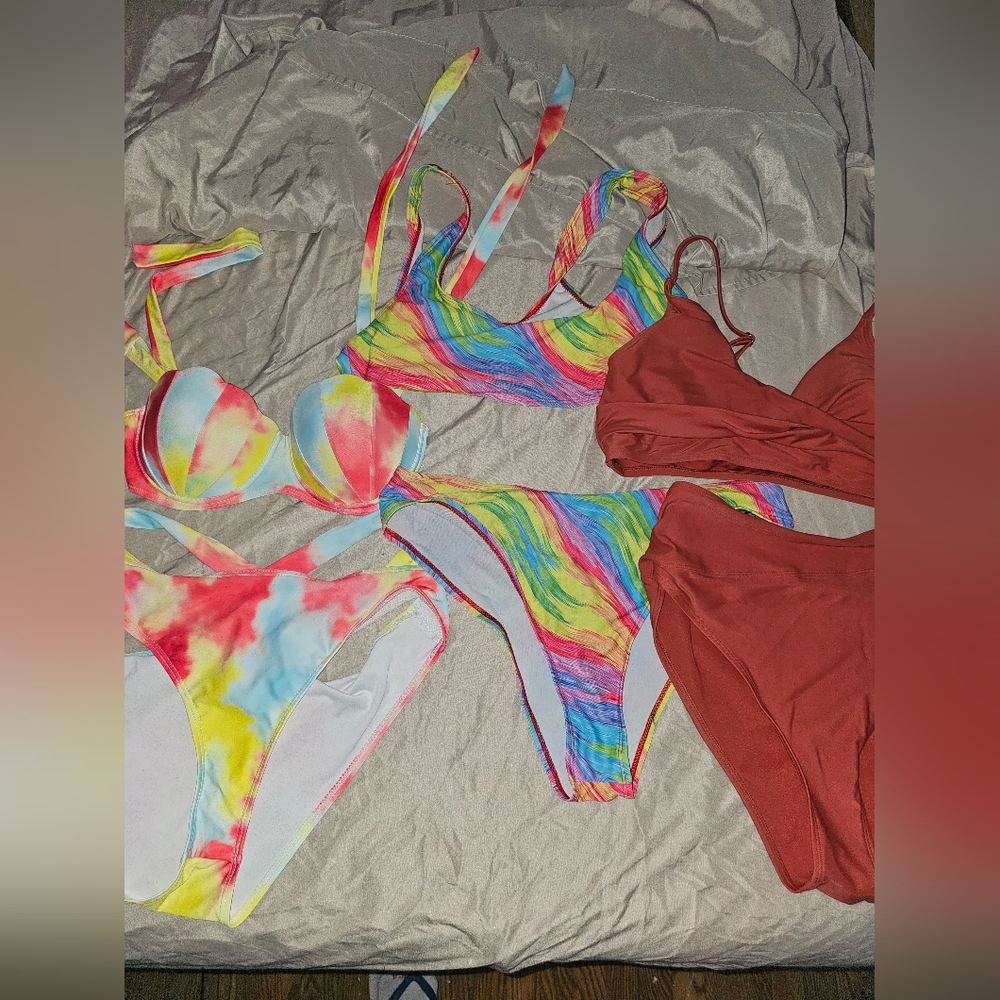 SHEIN Multicolor and Rust Bikinis